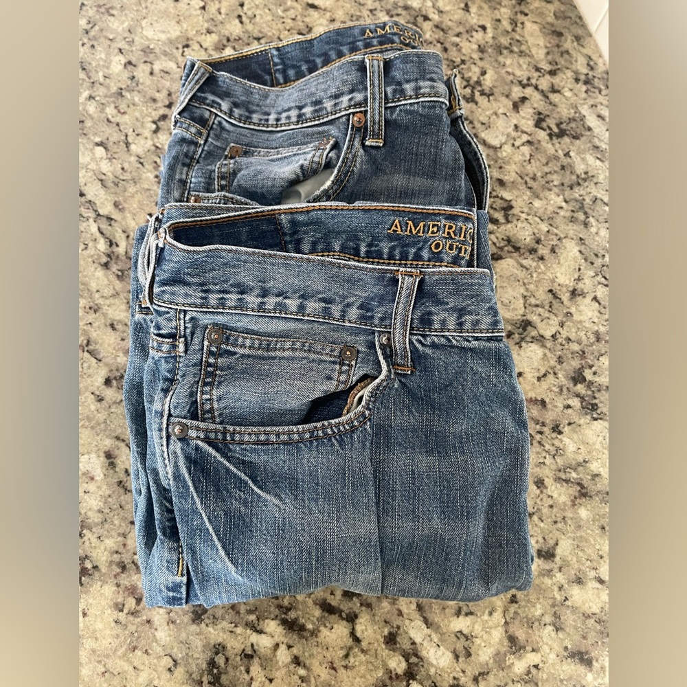 Lot (2) American Eagle Men’s Blue Denim Jeans 34x32
